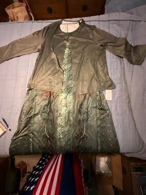NWT FlyCurvy 2 Pc Maxi Dress & Jacket Set 4XL Plus Size Gray Floral